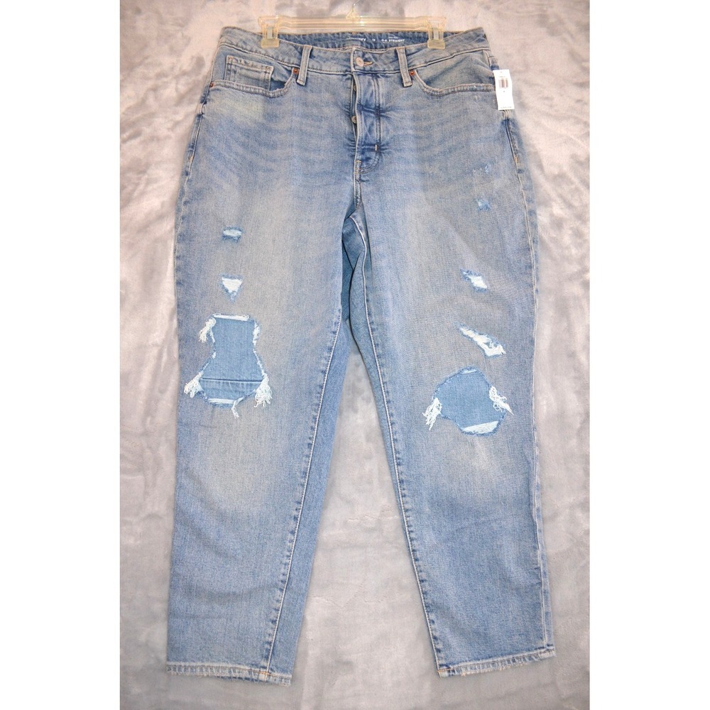 Old Navy OG Straight High Rise Blue Jeans Womens Size 16 Waist 34" Nwt's